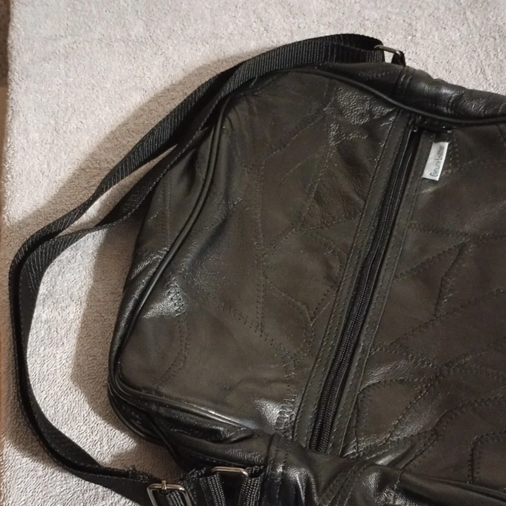 Elegant Black Genuine Leather Laptop Bag